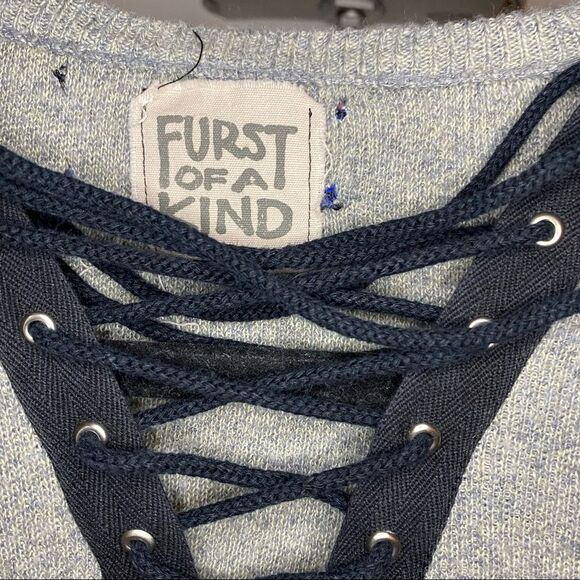 Furst of a Kind Repurposed Lace Up Sweater Size M - Picture 5 of 7
